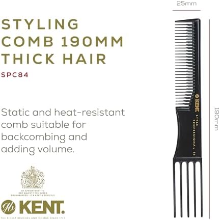Kent SPC84 Hair Pick Comb for Curly, and Thick Hair – Professional Antistatic Heat-Resistant Prong Fork for Volume and Lift – Barber Teasing Comb for Natural Styling and Maintenance - Image 2