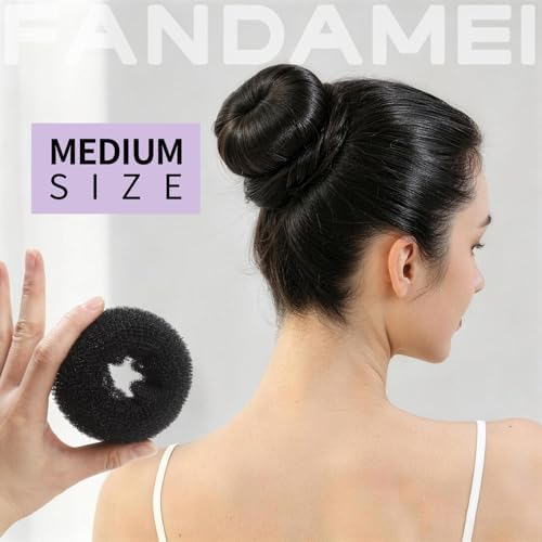 FANDAMEI 6 PCS Hair Bun Makers for Kids, 10 Invisible Bun Nets for Ballet Girls, 3PCS Extra Small 3PCS Small Donut Buns for Hair Kids, Bun Makers Hair Nets for Buns with 5 Elastics 20 Pins (Black) - Image 4