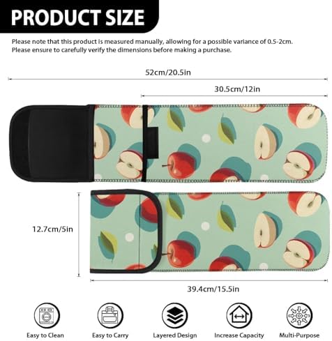 Universal Curling Iron Travel Case, Canvas Heat-Resistant Curling & Flat Iron Holder Travel Case, Hot Curling Iron Holder for Hair Tools Travel Bag or Daily Use Apple Pattern - Image 5