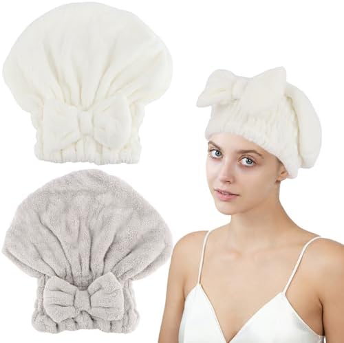 2PCS Microfiber Hair Drying Caps Hair Towel Cap by KEUKORZ
