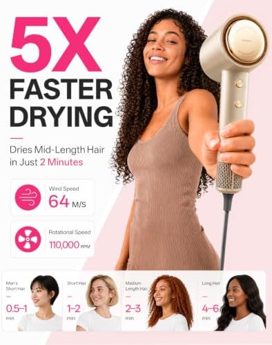 Tideway Hair Dryer, High-Speed Blow Dryer with Magnetic Diffuser,110000 RPM - Image 2