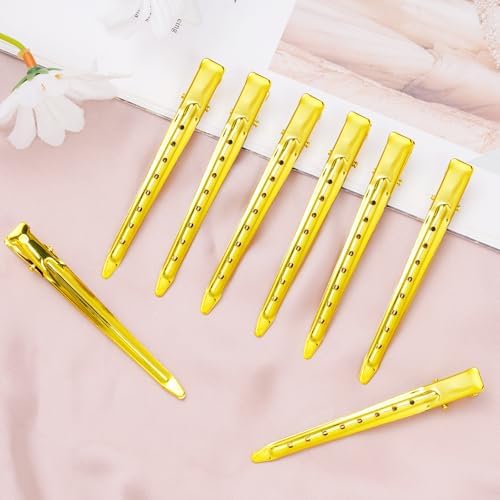 Bantoye 24Packs Duck Bill Clips 3.35Inch Metal Alligator Clip,Bright Yellow - Image 5