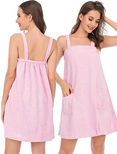 Veseacky Women Bath Wrap Towel for Womens Shower with Pocket Adjustable Spa Robe & Facial Headband - Image 2