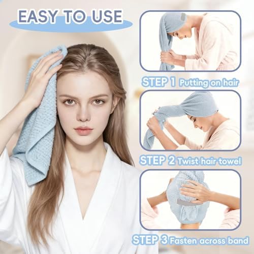 Large Microfiber Hair Towel for Women, Super Soft Absorbent Quick - Image 6