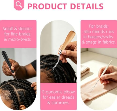 SWEET VIEW Crochet Needles for Hair, Different Sizes Latch Hook for Hair - Image 4