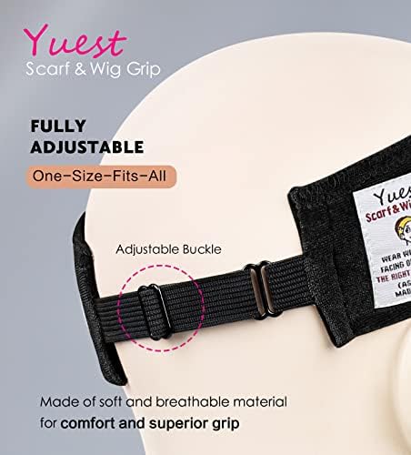 Velvet Non-Slip Wig Grip Headband for Keeping Women's Lace Front Wigs Secured - Adjustable 2 Pack, Black - Image 4