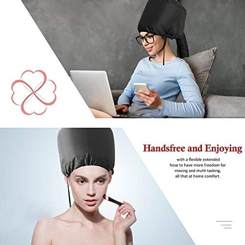Bonnet Hood Hairdryer Attachment - Upgraded Hair Dryer Bonnet with Chin Strap and Longer Extended Hose More Easy to Enjoy Styling, Curling and Hair Deep Conditioning, Free Carrying Case Hooded Dryer. - Image 3