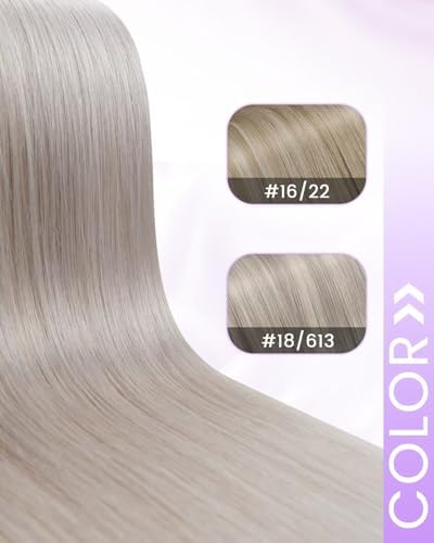 LaaVoo 150g Real Hair Extensions Clip in Human Hair Ashy Platinum Blonde - Image 5