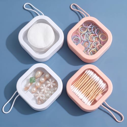 Kathfly 4 Pcs Hair Tie Organizer Travel, Stackable, Pink, White by Kathfly