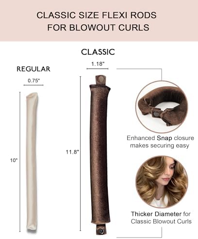 Classic Heatless Curls Overnight Rods - Upgraded Directional Grip Velvet Heatless Hair Curler to Sleep in No Heat Heatless Curling Flexi Rods Foam Hair Rollers for Blowout Look Medium & Long Hair - Image 3
