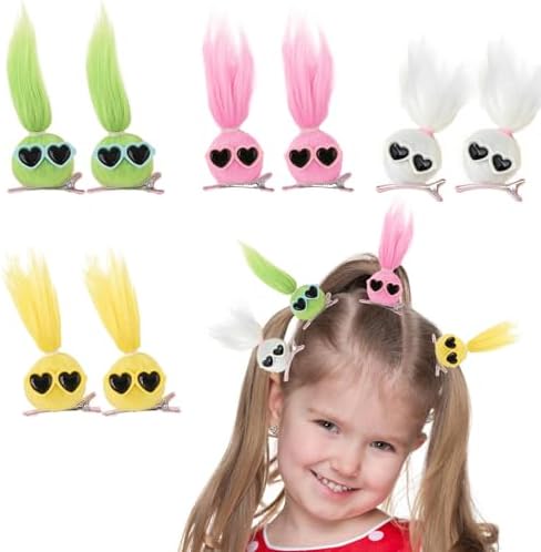 MIUPOO Fluffy Pom Poms Hair Clips,Crazy Hair Day Accessories for Girls,Quirky Little Monster Barrettes,Plush Duckbill Hairpins Hair Barrettes,Party Modeling Hair Accessories,8 Pieces. by WelcometoMIUPOO