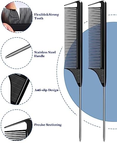 MORGLES 70PCS Metal Hair Styling Clips Set with Rat Tail Combs for Styling - Image 5