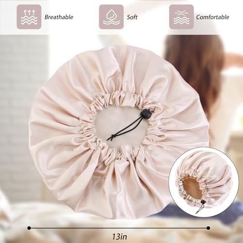 Edoneery Satin Bonnet for Sleeping Women, Double Layer Adjustable Sleep Cap - Image 6