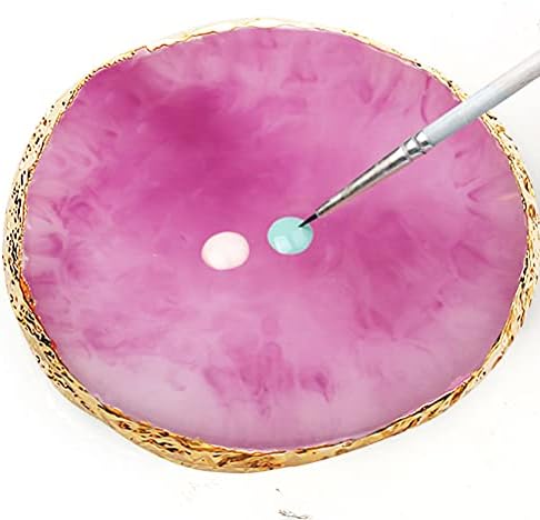 2 Pcs Resin Nail Art Palette, Round Mixing Board, Blue White - Image 6
