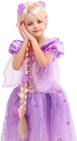 Sincere Party Girls Princess Wig,Rapunzel Plaits Blonde Wig for Girls Halloween Party,Role Playing - Image 6