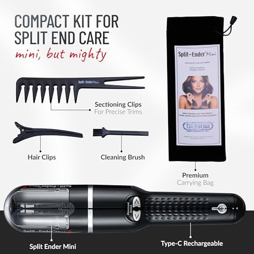 Split-Ender Mini 2 – Original Cordless Split End Hair Trimmer for Dry, Damaged, Brittle, Curly, Frizzy, or Straight Hair – Rechargeable Hair Clipper, Home Styling Tool for Split Ends (Black) - Image 6