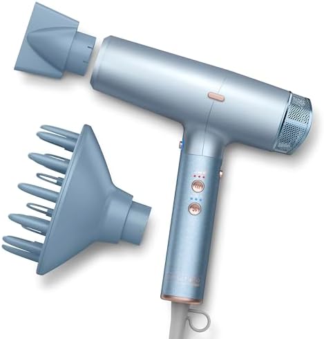 Conair Hair Dryer, INFINITIPRO, Digital, Ionic, Attachments Included, Blue by conair