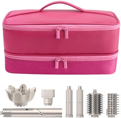 Adworte Travel Carrying Case for Hair Dryer for Shark Flexstyle Double-Layer Hair Accessories Tools Storage Bag for Revlon Hairdryer Styler Organizer (P-PINK) by Adworte