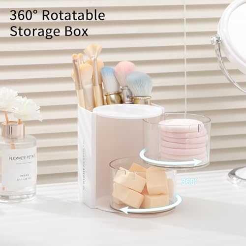 FABROK 2-Layer Hair Accessories Organizer with Hair Brush Holder, White - Image 4
