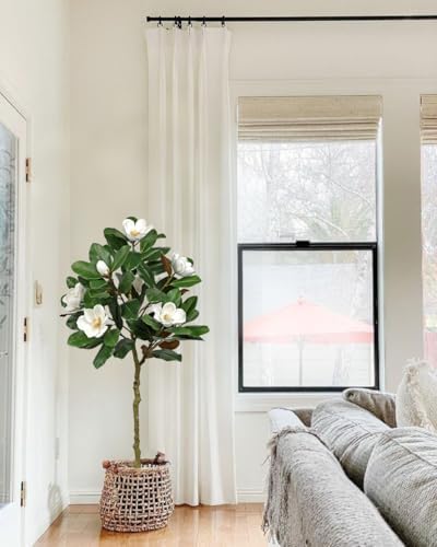 Briful 5FT Artificial Magnolia Tree with White Flowers in Cream Pot - Image 4
