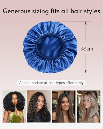 Yanideer 3 Pcs Satin Bonnet for Sleeping Double Layer Hair Bonnets for Women with Elastic Band - Image 3