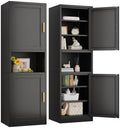 67" Tall Narrow Bathroom Storage Cabinet, Metal Pantry Cabinet, Black by pozdeg