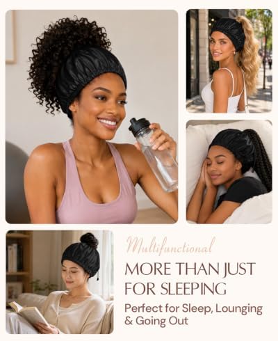 BONNET QUEEN Adjustable Double Layer Silk Like Satin Sleep Bonnet for Women with Scrunchie - Image 6