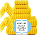 COZYART Lint Free 8 Pcs Bathroom Towels Set Ultra Soft Microfiber Yellow by COZYART