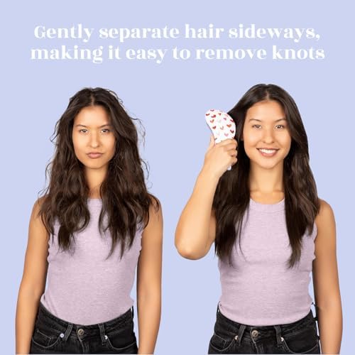Crave Naturals Glide Thru Hair Brush - Detangler Brush for Curly, Straight, Wet or Dry Hair - Gentle Detangling Brusheses for Adults, Kids, Toddlers - Hair Accessories for Women, 7.5"x3" - Pink Hearts - Image 6