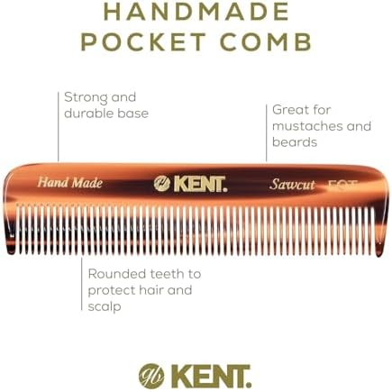 Kent Mens Beard Kit, 81T Extra Small Beard Mustache Comb, Fot All Fine Tooth Pocket Comb and PF22 Oval Palm Hair Brush. Beard and Mustache Grooming Kit for Travel and Home Beard Care. Made in England - Image 6