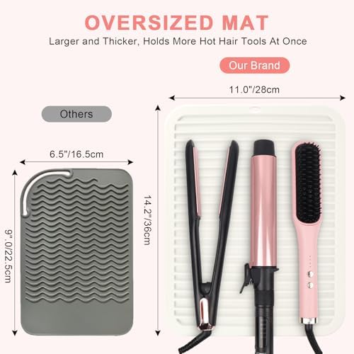 Silicone Heat Resistant Mat for Hair Tools, Oversize, Ivory - Image 3