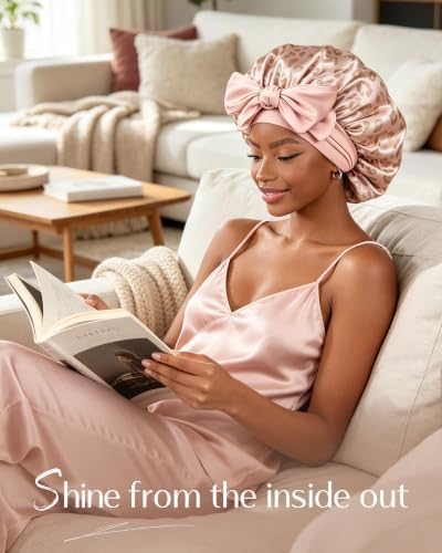 YANIBEST Adjustable Silk Bonnet for Sleeping Women Double Layer Satin Bonnet Reduce Friction Prevent Frizz Curly Hair - Image 3