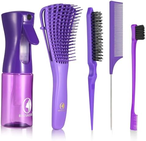 BRUSHZOO Hair Brush Set for Women All Hair Detangling Styling, Purple by Brushzoo