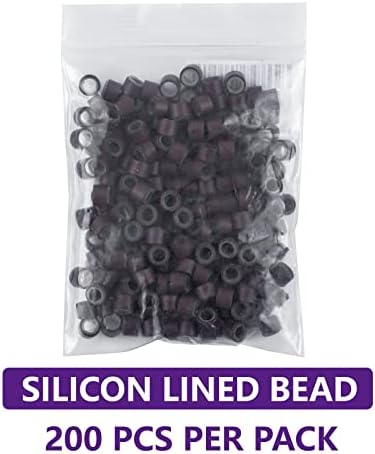 Hairro Micro Ring Link Beads 200pcs 6mm Silicone Lined Bead Microlink for I Tip Human Hair Extensions Light Brown - Image 2