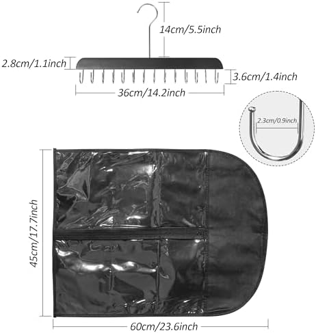 Hair Extension Holder with Clear Dustproof Bag, 14 Hooks Weft Rack - Image 2