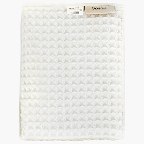 Luxury Organic Japanese Cotton Waffle Bath Towel | Thick, Absorbent, Quick Dry Bathroom Towels for Shower, Sauna, Onsen| Hotel & Spa Quality, Gift-Ready (Shell White, Hand Towel, 32" x 16") by KOSMU