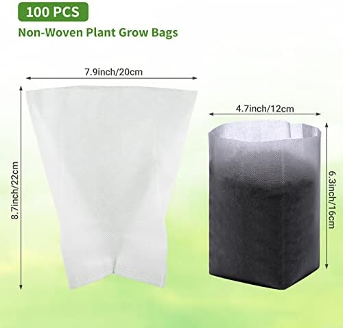 Greaner 100PCS Nursery Growing Bags Large, 7.8x8.6 inches Biodegradable Non-Woven Fabric Seedling Grow Bag, Seed Starting Pots Pouches for Planting Seedling Cutting Clones, White Plant Nursery Bags - Image 3