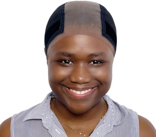 LAB HAIRS Wig Cap with Grip Band for Keeping Wigs in Place, More Full Cap-wide Transparent Lace for Lace Front Wigs - Brown/Black/Nude Non Slip Cap Make Your Wig Be Glueless (Black-L) by LabHairs