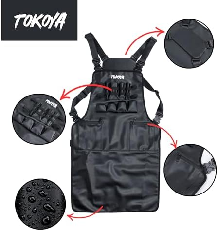 TOKOYA Barber Apron Rig – Faux Leather Stylist Apron with Reinforced Straps, Multi-Functional Pockets, Water-Resistant Material, Ergonomic Design, Tool Organizer - Unisex for Barbers and Stylists - Image 3