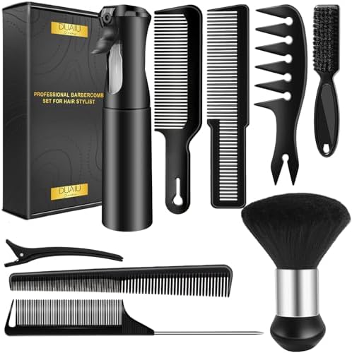 DUAIU 9Pcs Professional Barber Comb Set, Hair Cutting and Styling Tools by DUAIU