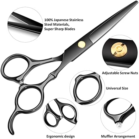 6.89 inch Hair Cutting Scissors Set With Thinning Knife - Black - Image 2