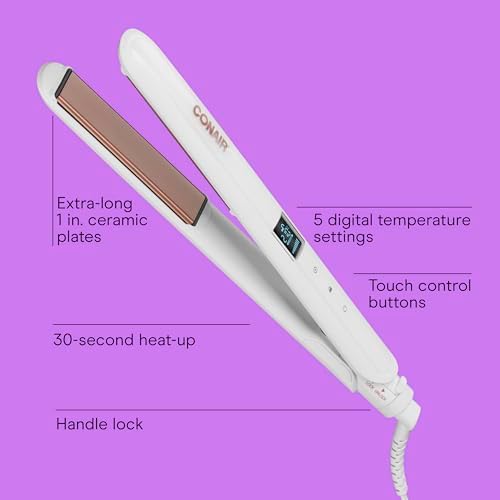 Conair Hair Straightener, Double Ceramic, 1" Extra-Long Plates - Image 2