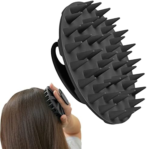 One-piece Silicone Scalp Massager Shampoo Brush Hair Wash Scrubber, Black by INNERNEED