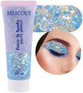 MEICOLY Chameleon Mermaid Blue Body Glitter,Chunky Face Glitter for Halloween,Color Changing Mermaid Hair Glitter Face Paint,Glitter Sequins for Face Body Hair,Festival Party Cheer Glitter Makeup by MEICOLY