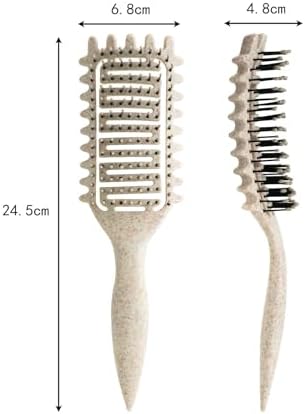 Curl Defining Brush for Curly Hair, Vented Detangling Hair Brush for Wet and Dry Styling, Curved Brush for Shaping and Smoothing Curl Clumps, Lightweight Hair Brush (Green Beige) - Image 3