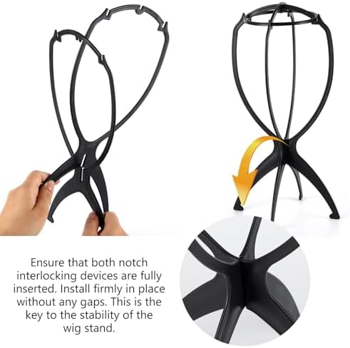 Tecbeauty 4 Pcs Wig Stand, Portable Wig Holder Wig Head Stand for Women Multiple Wigs (Black) - Image 4