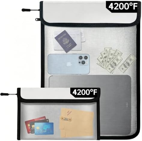 Fireproof Waterproof Document Bag Upgraded Two Pockets - 4200℉ Protection by PAIKIUU
