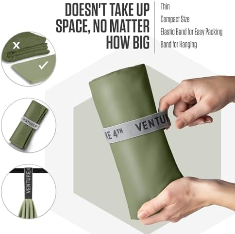 VENTURE 4TH Quick Dry Microfiber Towel for Camping & Gym -Army Green Medium - Image 7