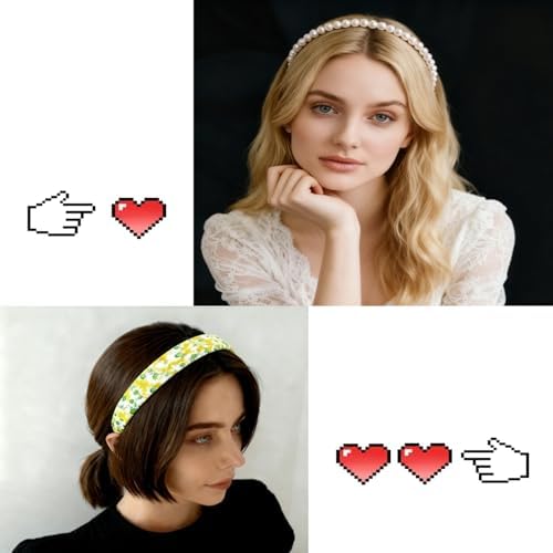 7 Pcs Headbands for Women Girls, Non Slip Cute Pearl Floral Padded Vintage Wide Fashion Multi-style Headbands for Girls - Image 6