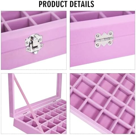 Vicoter 48 Grid Velvet Earring Organizer Tray with Lid for Rings - Image 4